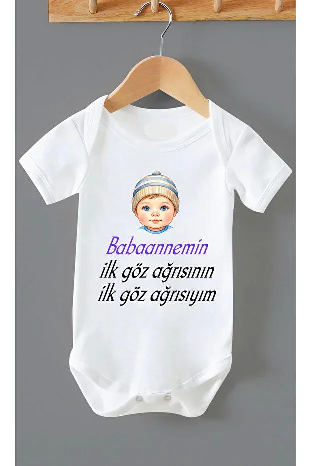 Детское боди для новорожденных с принтом my grandma's first eye pain Arelstore, White