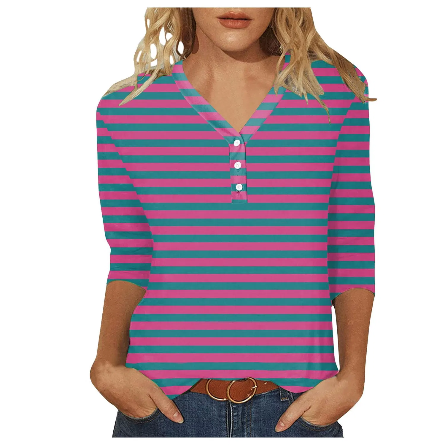 Женская майка с принтом Plaid Shirt 3/4 Sleeves, E-viola