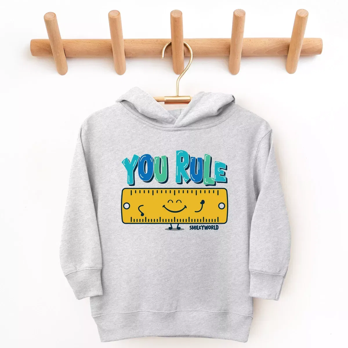 Детское худи с принтом SmileyWorld You Rule The Juniper Shop, Heather Grey — фото 2
