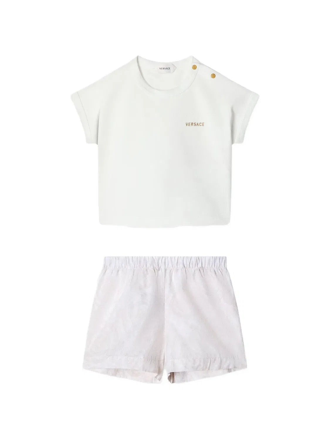 Комплект из футболки и шортов с принтом Barocco Versace Kids, белый