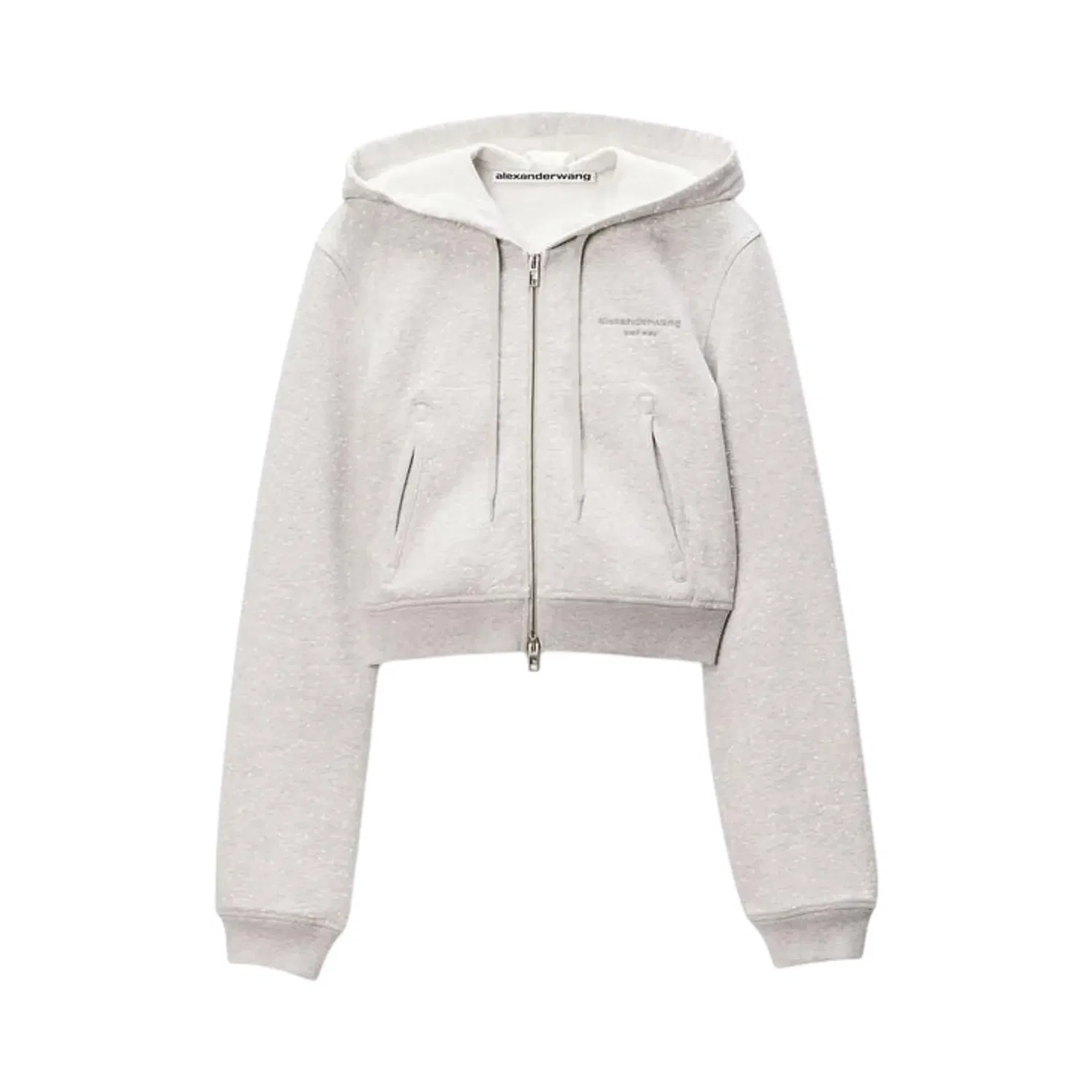 Лонгслив Alexander Wang Zip Up Allover Hotfix Fitted, серый