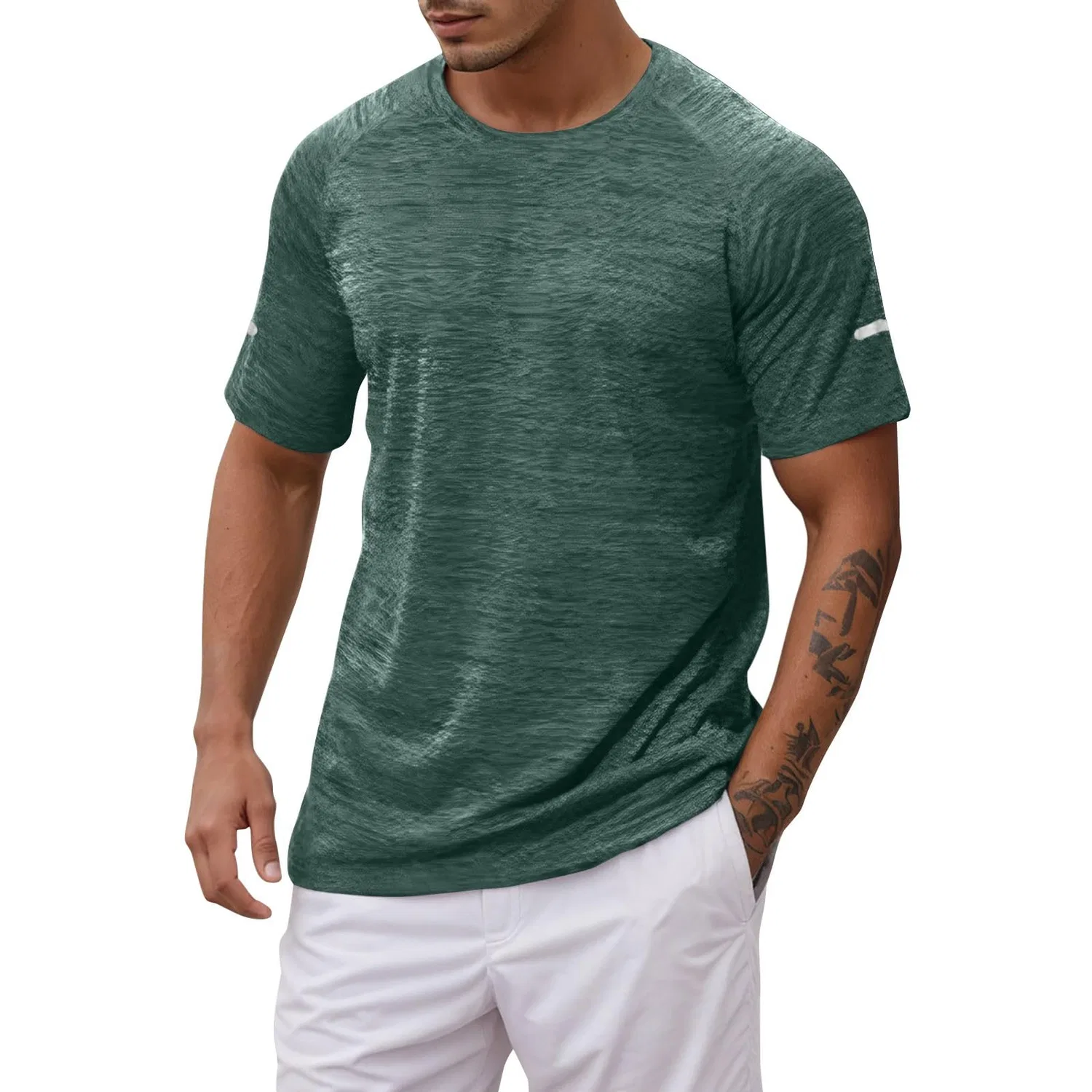 Мужская спортивная футболка с коротким рукавом для фитнеса, Green