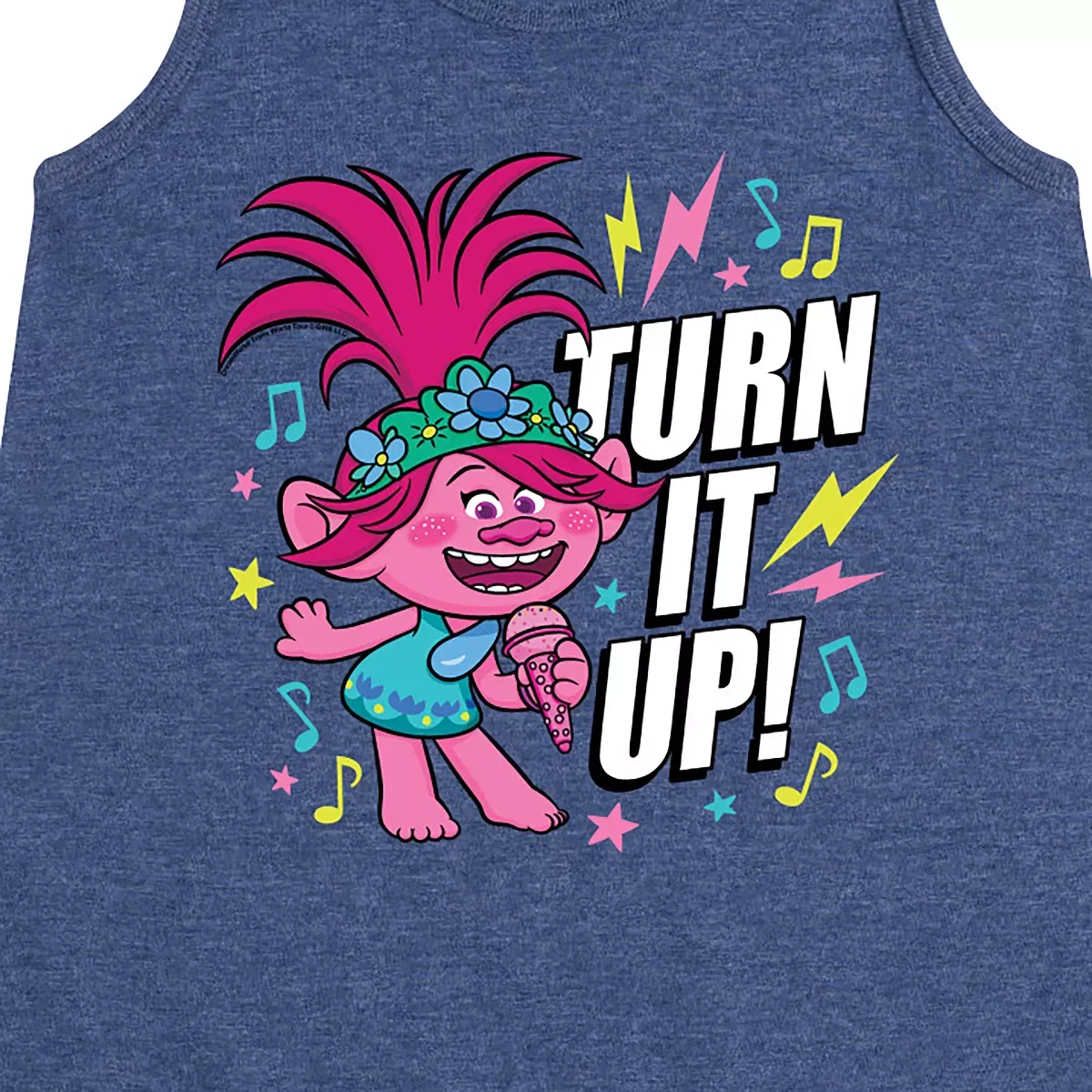 Детское платье-трапеция для девочек без рукавов Turn It Up Poppy Trolls, Heather Navy — фото 2