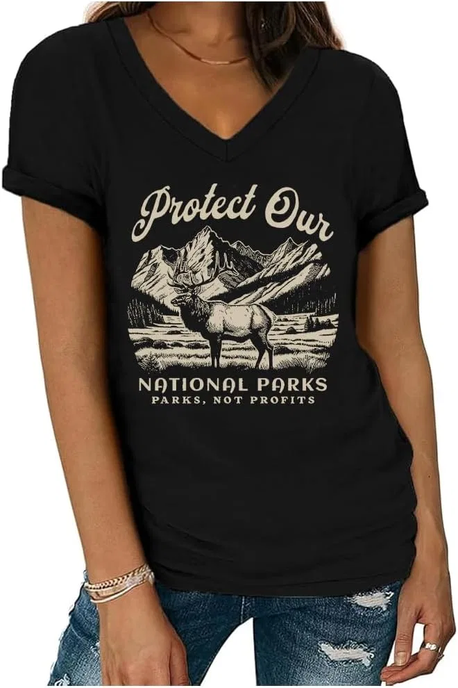Футболка оверсайз с принтом Protect Our National Parks, Black