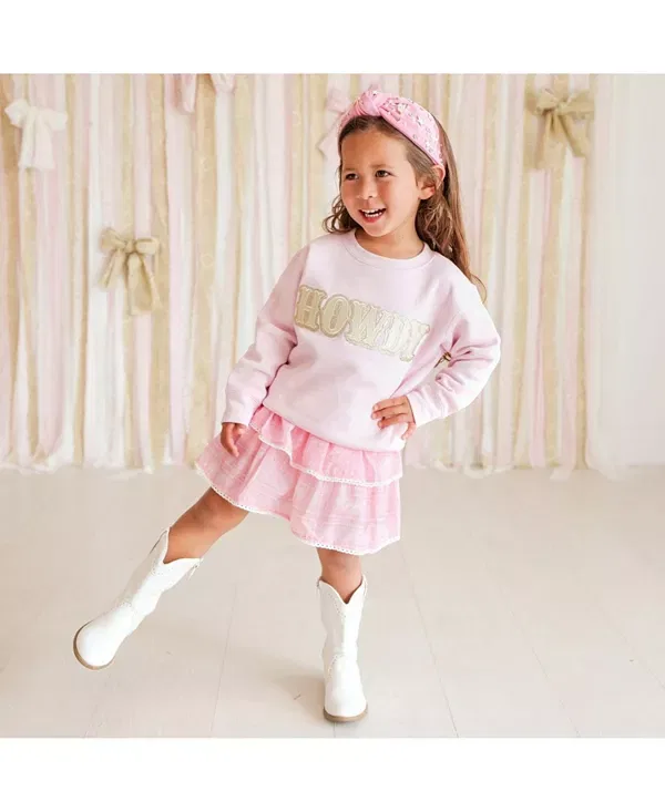 Детская толстовка для девочек с принтом Howdy Patch Western Sweet Wink, Ballet Pink — фото 4