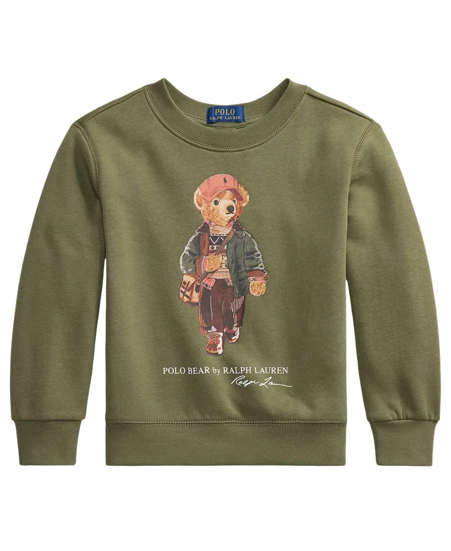 Детский свитшот из флиса с Polo Bear Polo Ralph Lauren, Cruise Olive