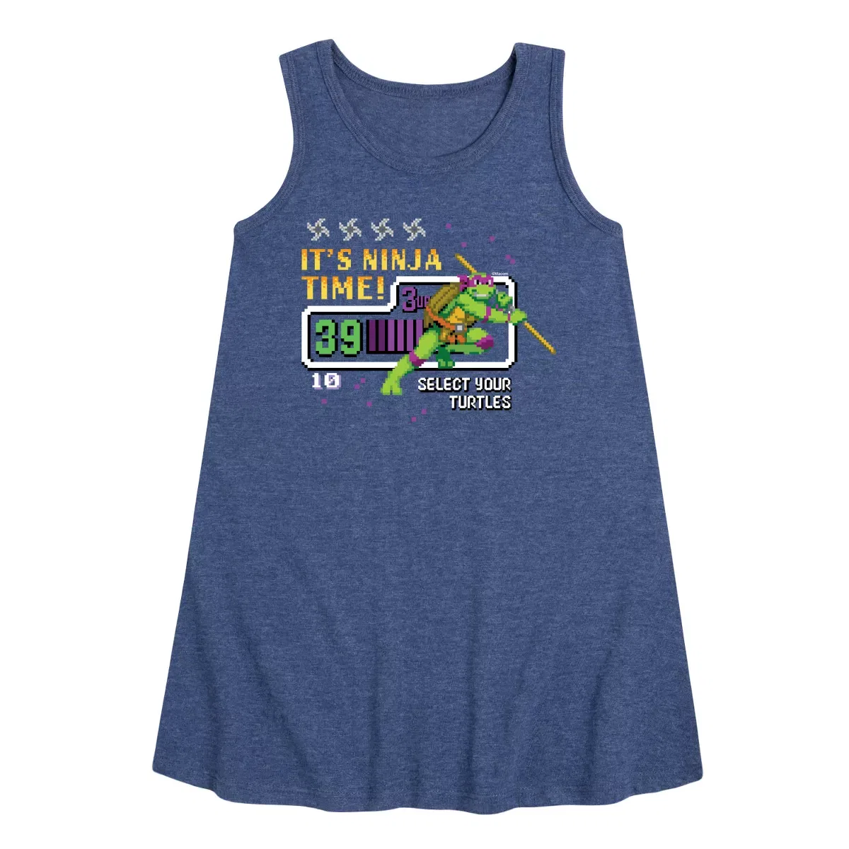 Детское платье-трапеция без рукавов Its Ninja Time Donnie Teenage Mutant Ninja Turtles, Heather Navy