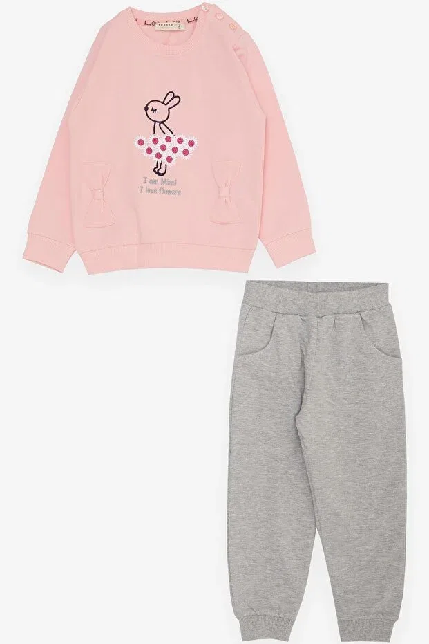 Детский спортивный комплект с принтом Flower Themed Bunny Embroidered Breeze, Pink