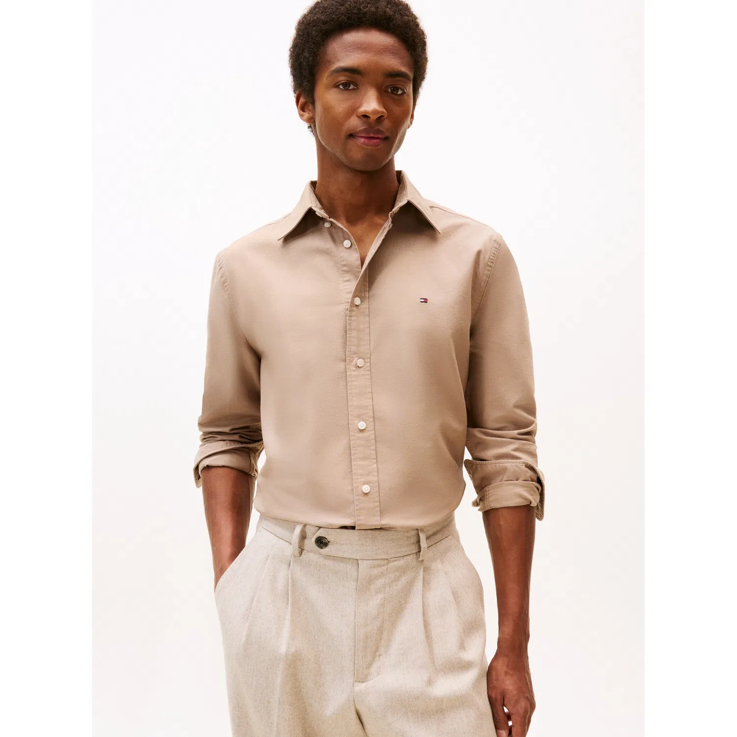 Мужская рубашка с длинным рукавом Regular Fit Tommy Hilfiger, Coastal Taupe