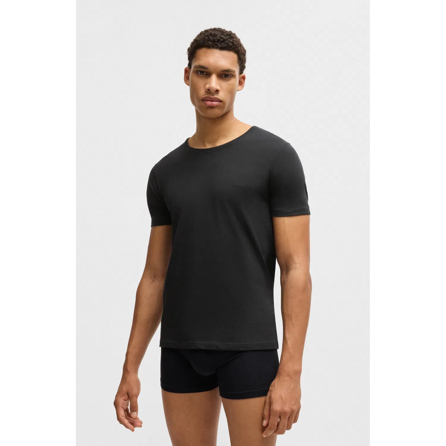 Мужские футболки с круглым вырезом BOSS, Assorted Pre-Pack/Gray Melange/Black — фото 3