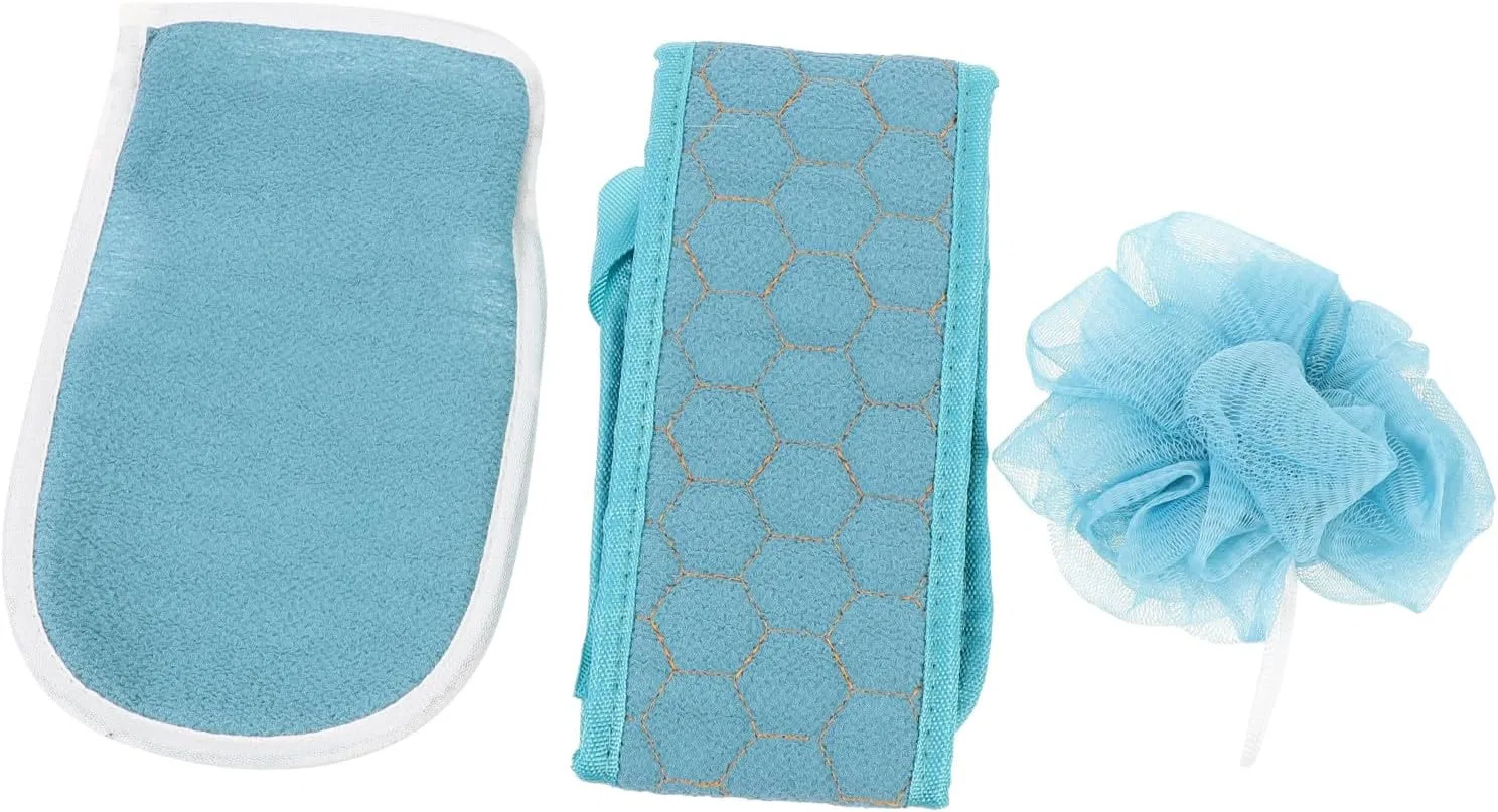 Эксфолиирующая губка для тела, FONDOTIN, 3 мочалки, Sky Blue