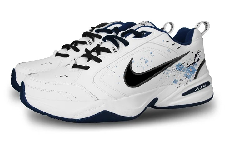 Кастомизированные кроссовки Nike Air Monarch 4 Chunky Sneakers Unisex, синий/белый — фото 3