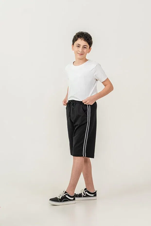 Детские шорты для мальчиков с боковыми полосками Mışıl Kids, Black — фото 3
