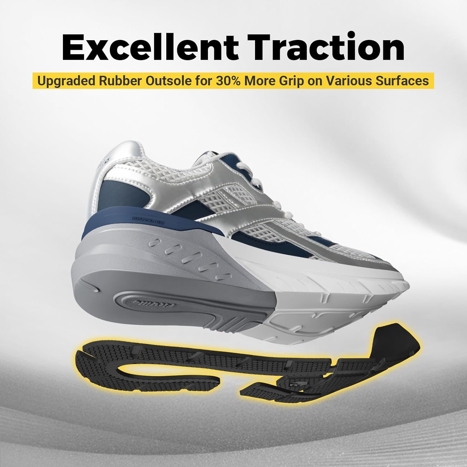 Мужские кроссовки FitVille Extra Wide Walking Shoes Wide Wide Retro Sneakers Non-Slip Cross Trainers with Arch Support for Flat Foots Plantar Fasciitis - Rebound NEO V6, синий — фото 4