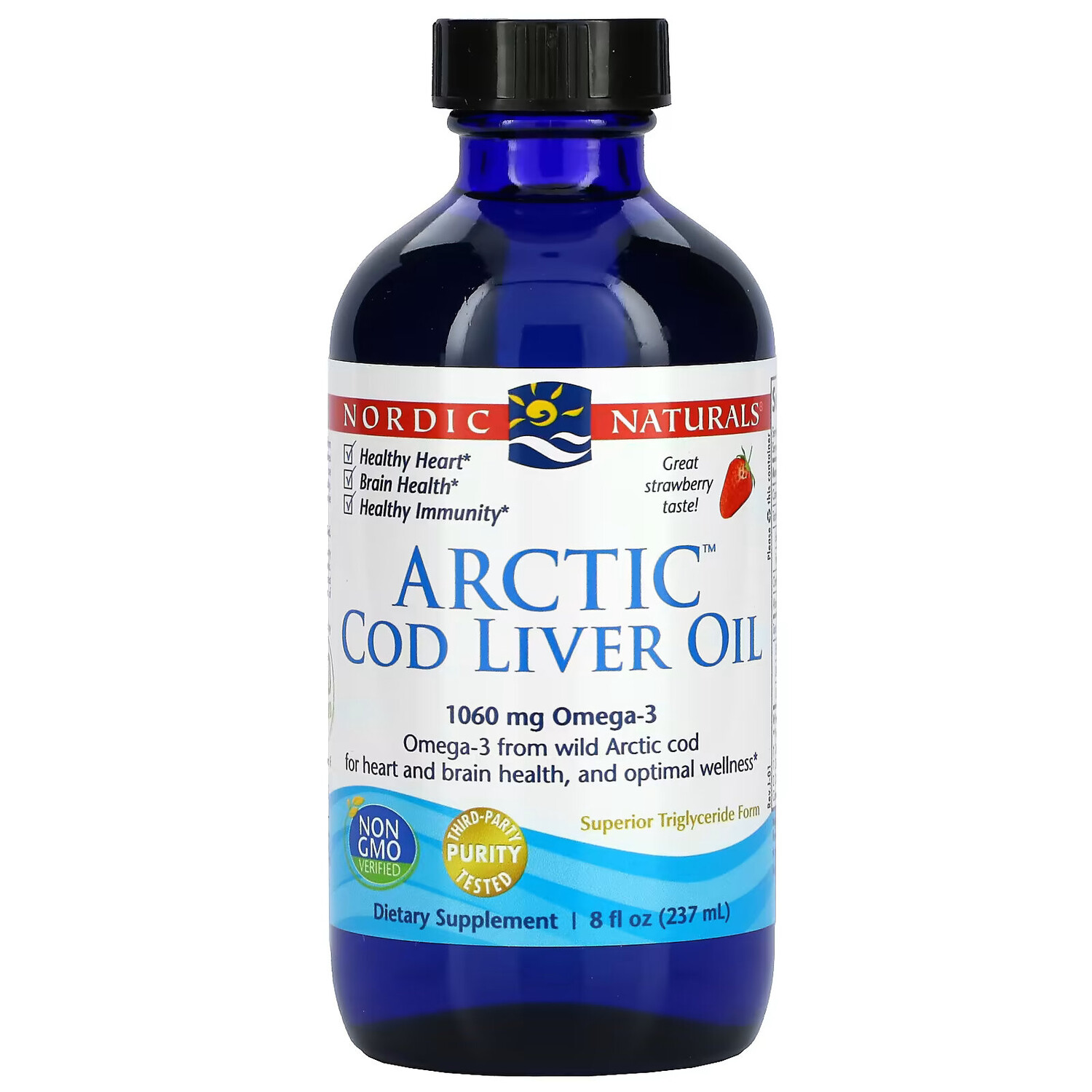 

Nordic Naturals, Масло печени арктической трески со вкусом клубники, 237 мл (8 жидких унций)