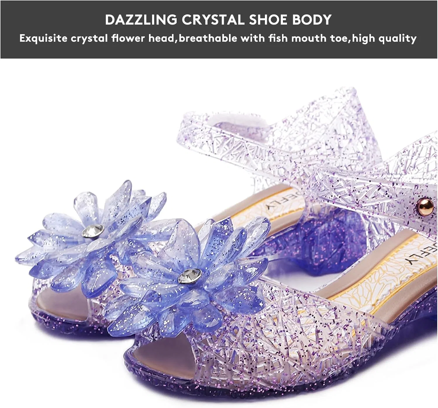 Детские туфли-балетки для девочек с принтом Flower Pairing TANDEFLY, Crystal Purple — фото 2