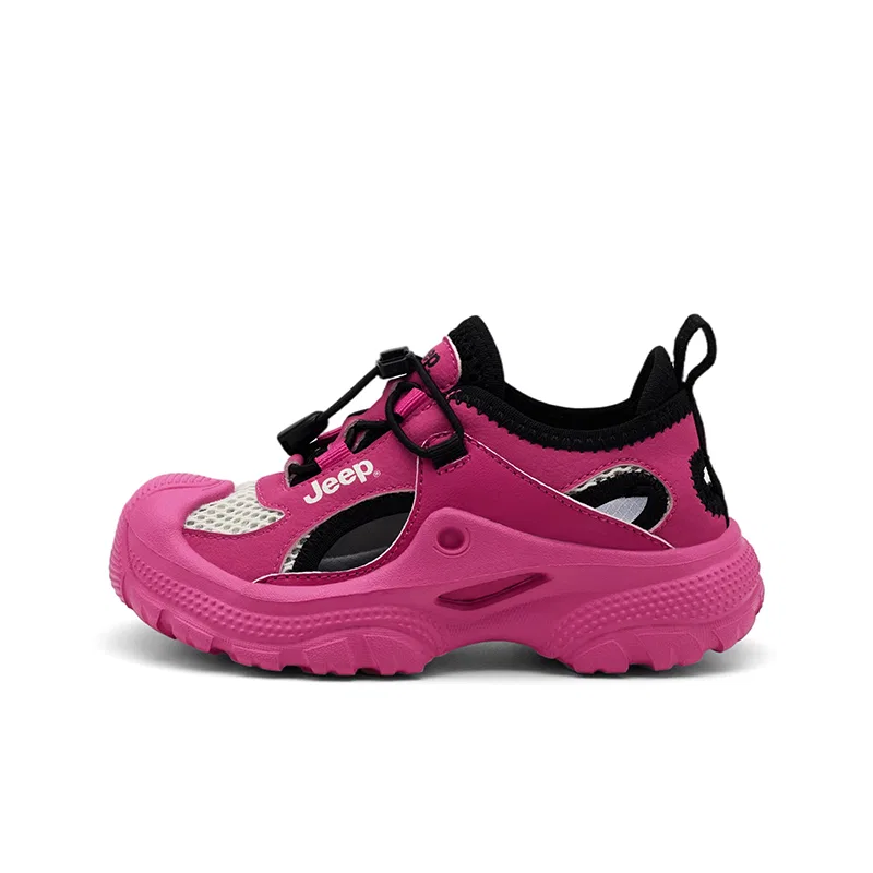 Детские сандалии из сетки с брендом Jeep, Obsidian Black/Rose Pink