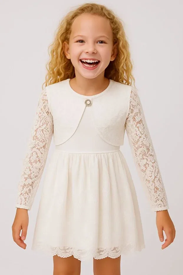 Детское кружевное болеро для девочек Esila Kids, Ecru
