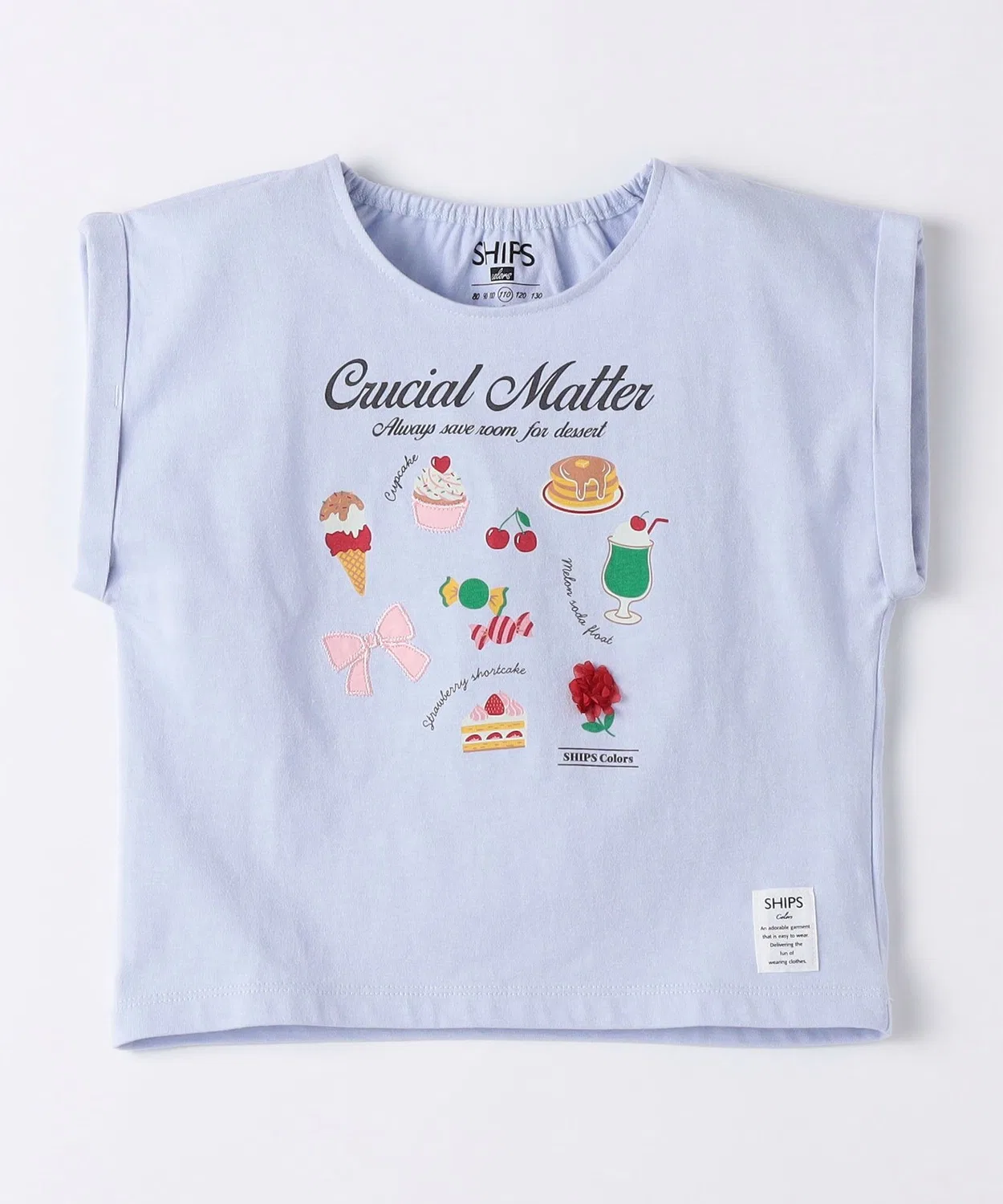 Детская футболка с пачворк-вышивкой и лентой, модель Sweets SHIPS Colors, Light Blue — фото 2