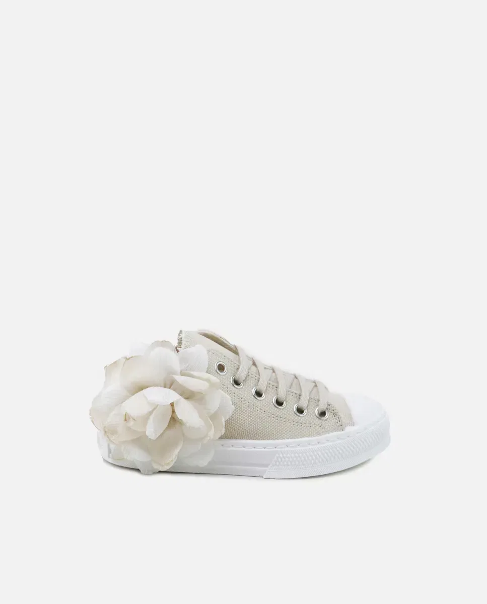 Детские кеды для девочек с цветком Eli 1957, Beige