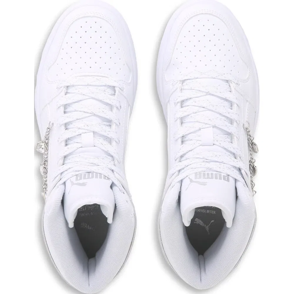 Детские высокие кроссовки Puma, White/Silver — фото 4