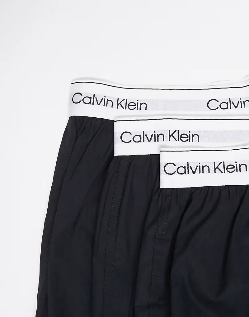 Боксеры расслабленные хлопковые стретч Icon 3 шт Calvin Klein, черный — фото 2