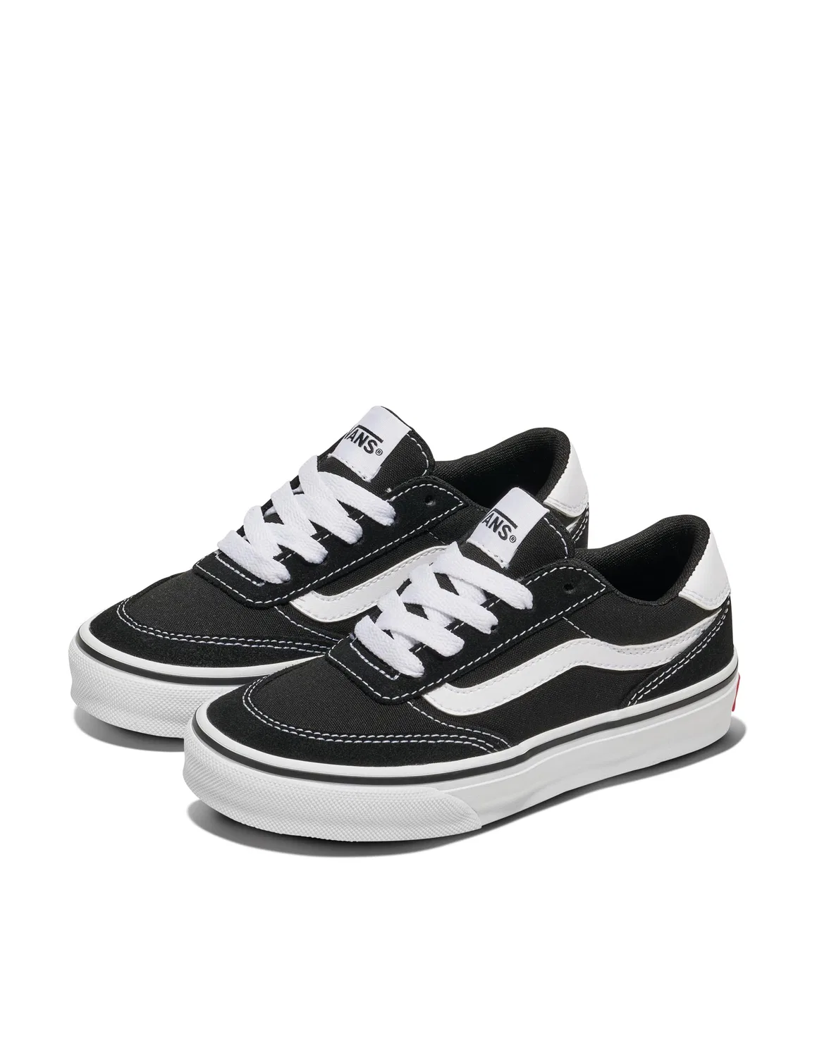 Детские кроссовки для мальчиков на шнуровке Brooklyn Ls Vans, Black White — фото 2