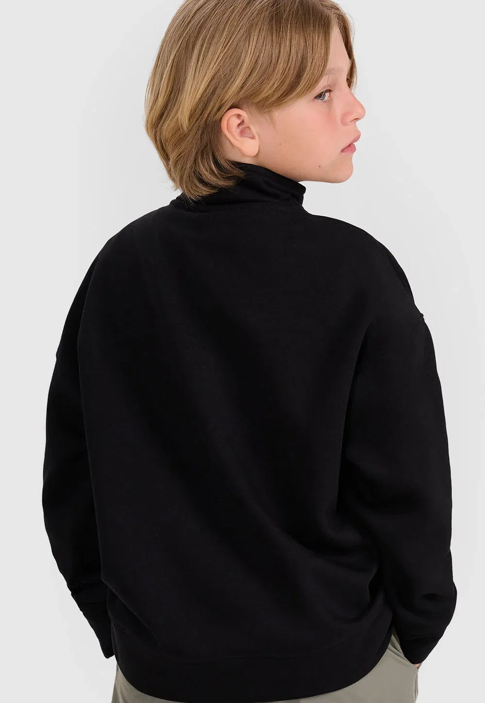 Bluza dresowa ze stójką z zamkiem chłopięca - толстовка 4F, Deep Black — фото 3