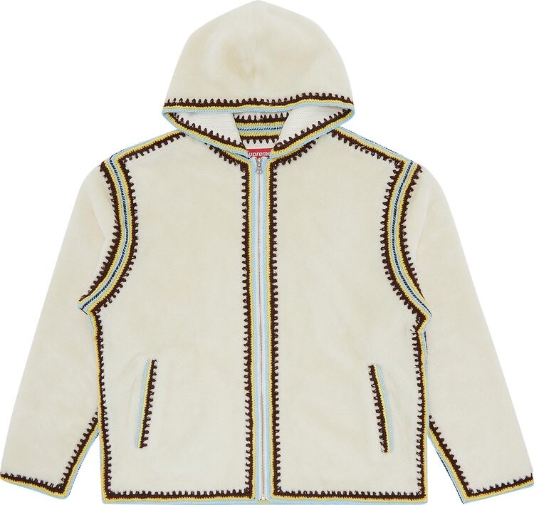 

Топ Supreme Crochet Edge Hooded Zip Up Top 'White', белый