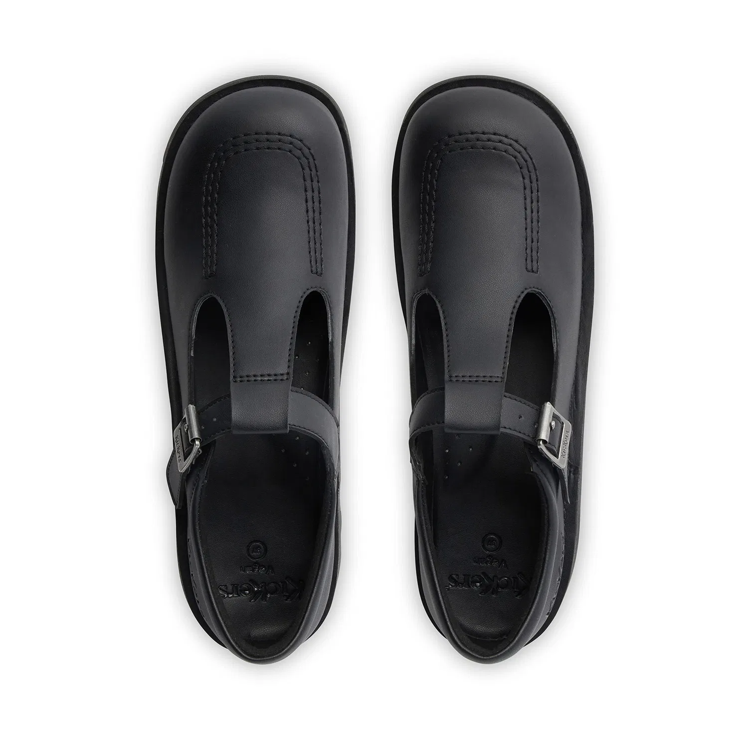 Детские кроссовки для девочек кожаные Kickers, Vegan Black — фото 4