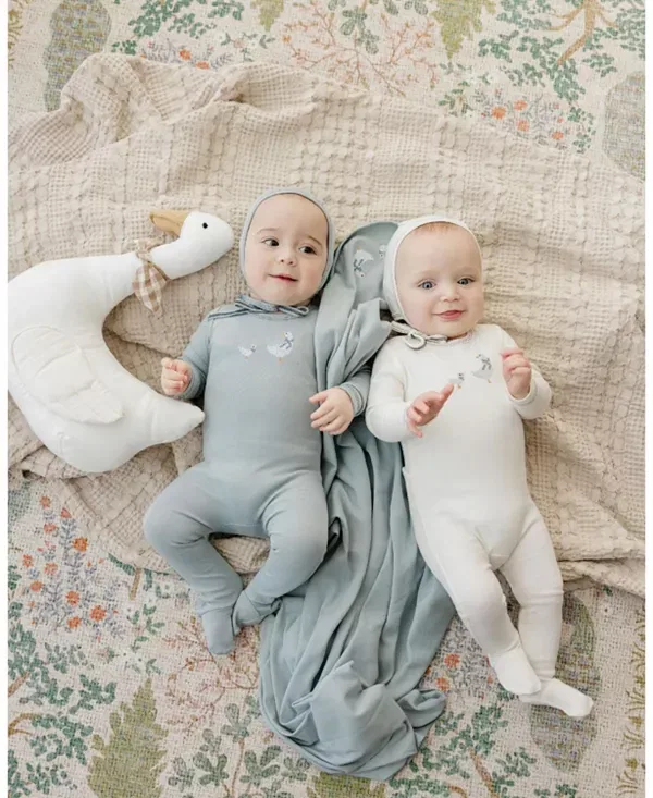 Детский комбинезон с длинным рукавом Cross Stitch Duckling Collection Ely'S & Co., Ivory/Blue — фото 3