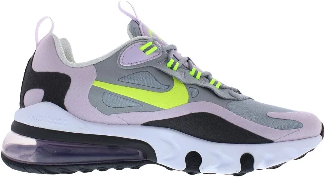 Детские кроссовки для мальчиков Air Max 270 React Nike, Particle Grey Lemon Venom Iced Lilac Off Black — фото 3