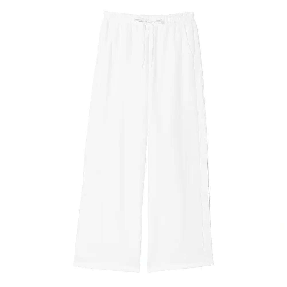 

Брюки Victoria's Secret Cotton Fleece Wide-Leg Snap Lounge, белый