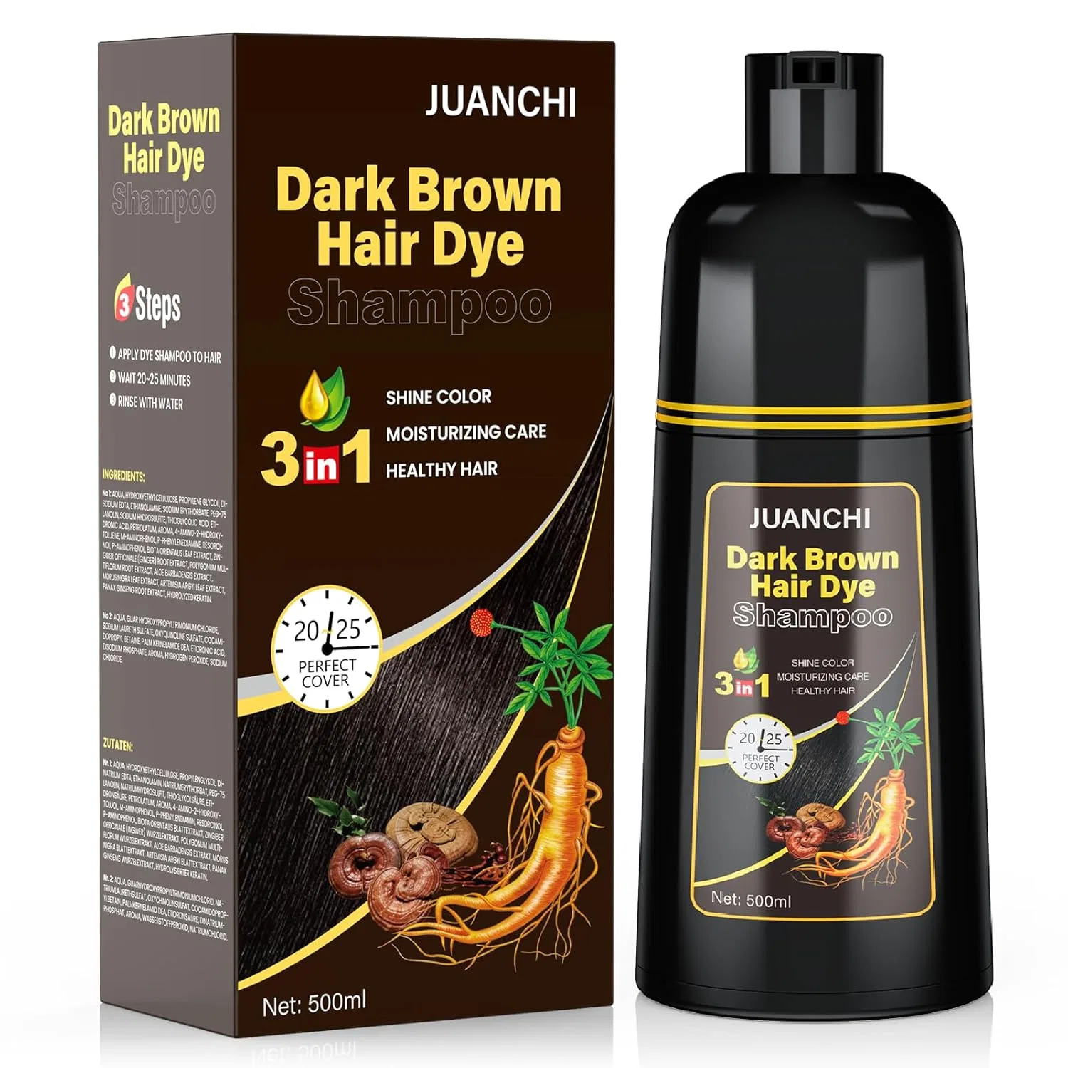 Шампунь-краска для волос «Dark Brown» от JUANCHI, Dark Brown
