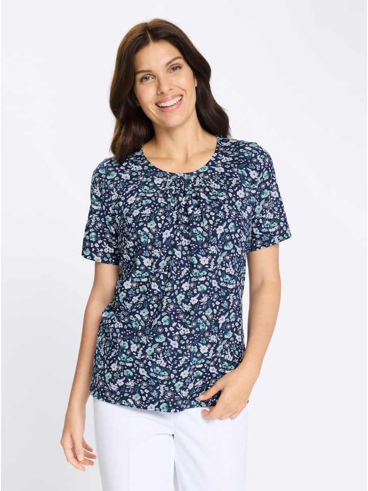 

Sieh an! Футболка с короткими рукавами, с принтом в темно-синем и нефритовом цветах