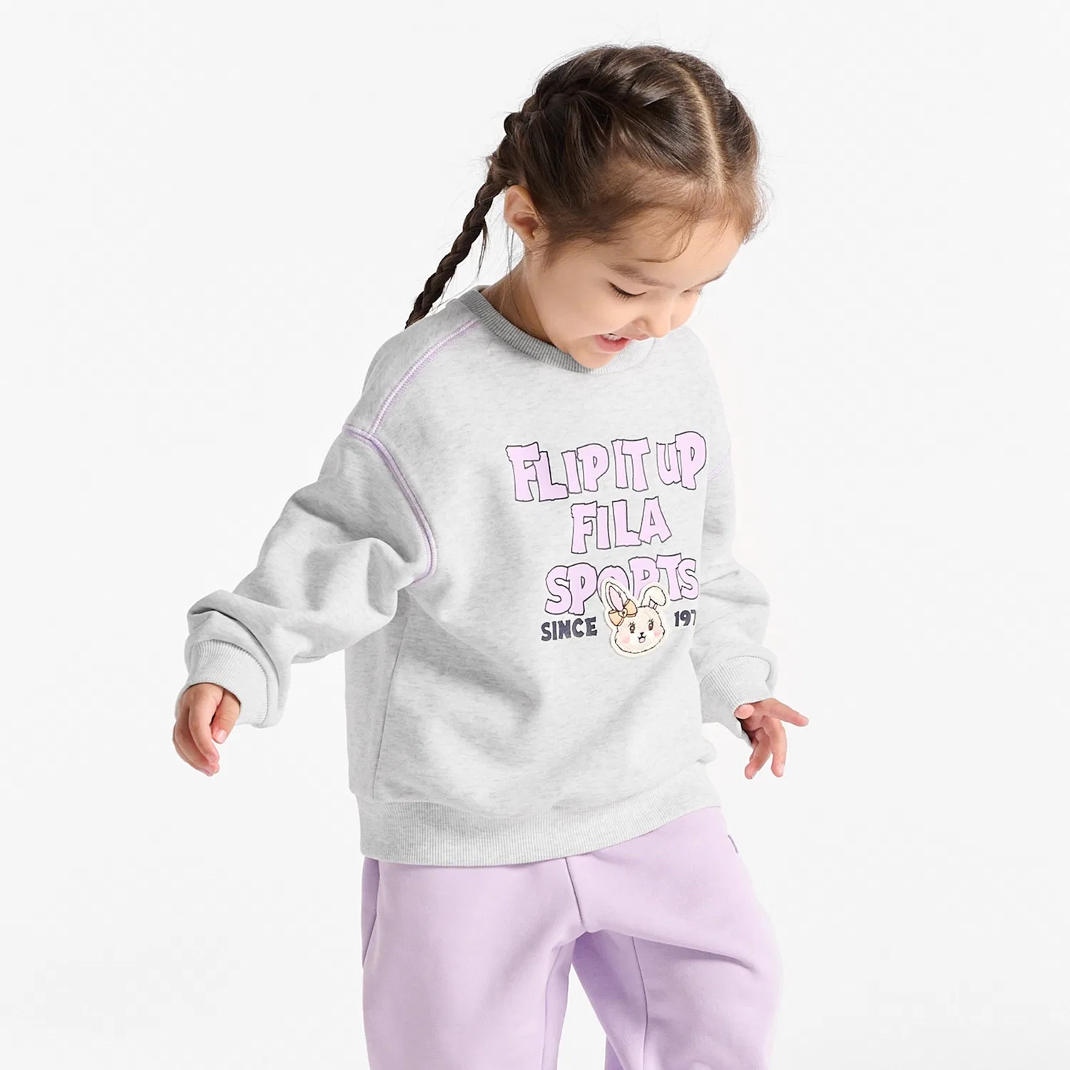 Детский свитшот с графическим принтом Buddy серый от Fila Kids