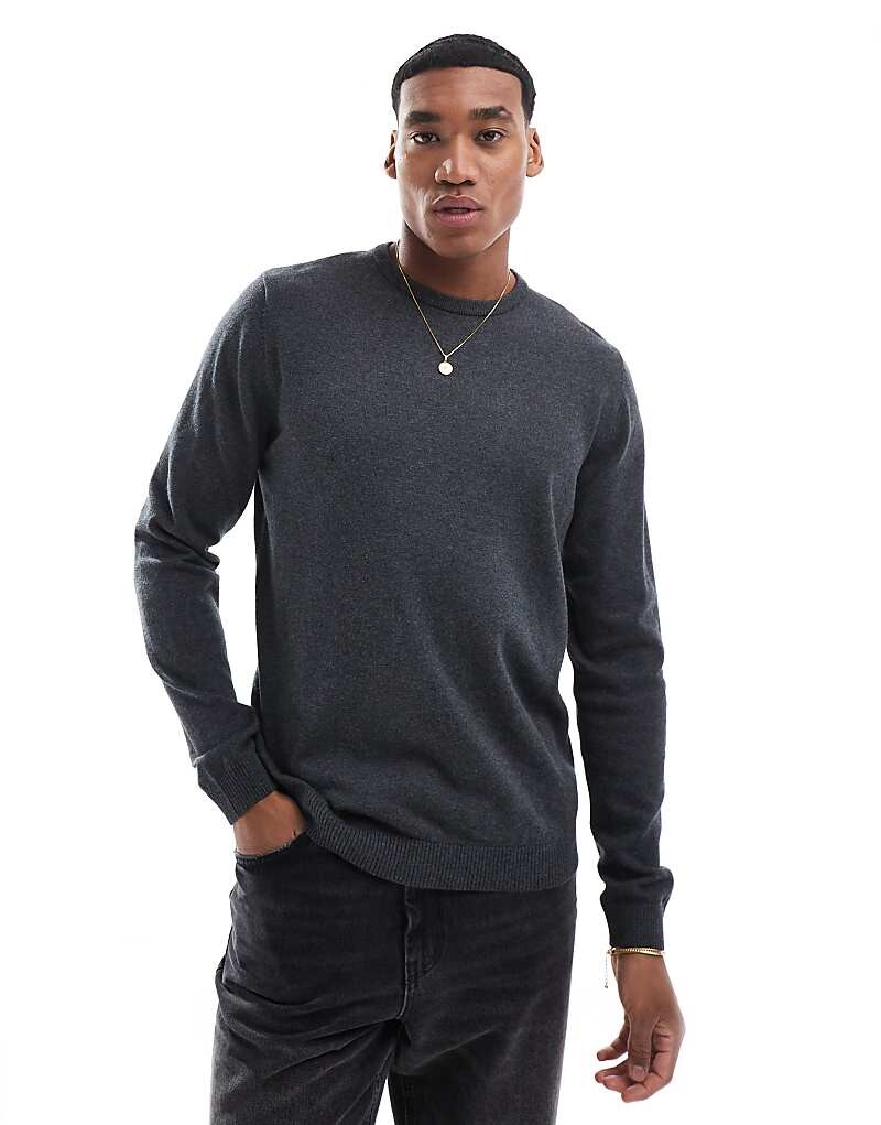 

Jack & Jones – темно-серый меланжевый свитер с круглым вырезом