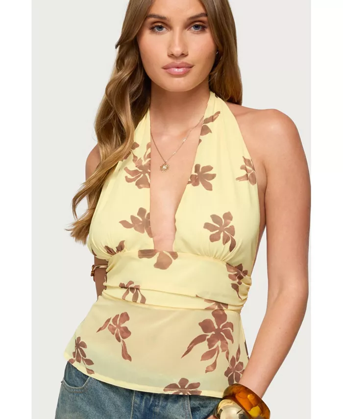 

Женский топ Hannah Floral Chalter из шифона Edikted, желтый