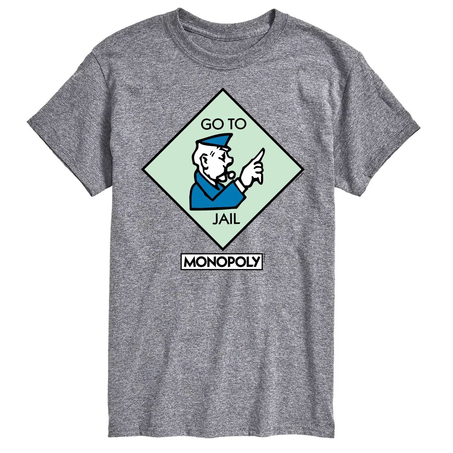 

Футболка с квадратным рисунком Big & Tall Monopoly Go To Jail Licensed Character, серый
