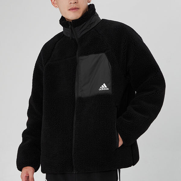 Куртка шерпа двусторонняя куртка азиатские размеры Adidas, черный — фото 4