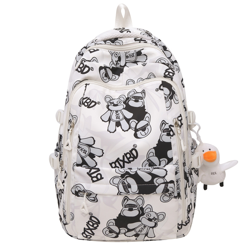 

Shouldcat Нейлоновый рюкзак женский черный розовый синий фиолетовый, Black+Flying Duck Charm