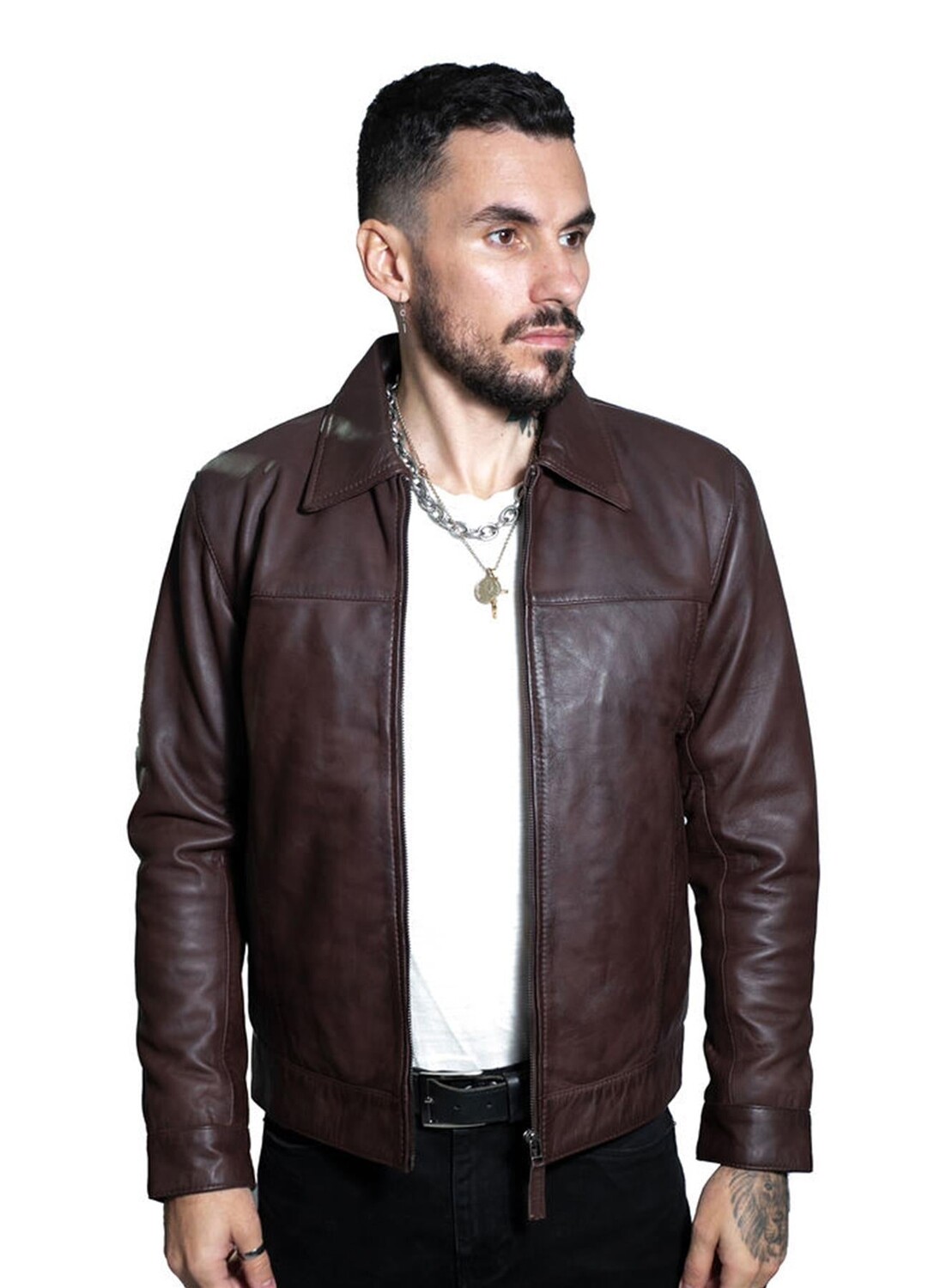 

Кожаная куртка харрингтон шанхай Infinity Leather, коричневый