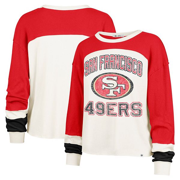 

Женский кроп-топ '47 cream San Francisco 49ers Double Header Curve Raglan с длинным рукавом 47 Brand