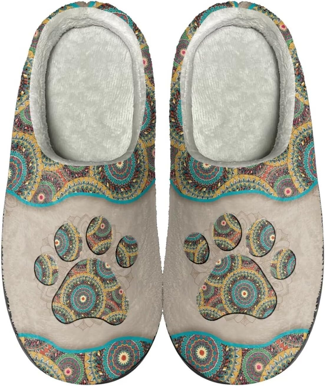 

Уютные тапочки, мягкие и удобные, с нескользящей подошвой, для женщин и мужчин, домашняя обувь, обувь для спальни Cadowhimsy, Boho Mandala Dog Paw
