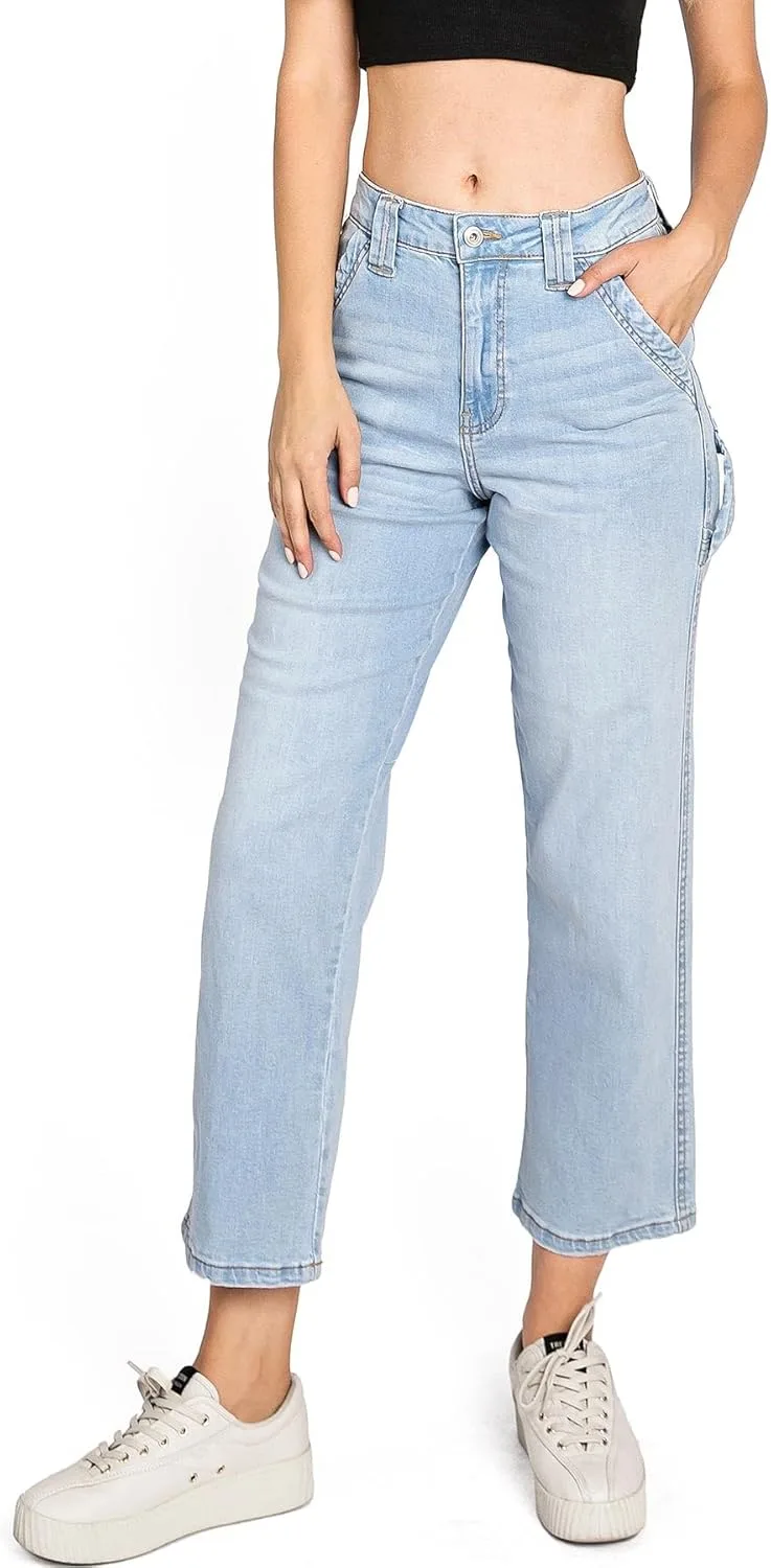 

Celebrity Pink женские джинсы Juniors High Rise Crop Straight Leg Carpenter в светлом дениме Pink Ice