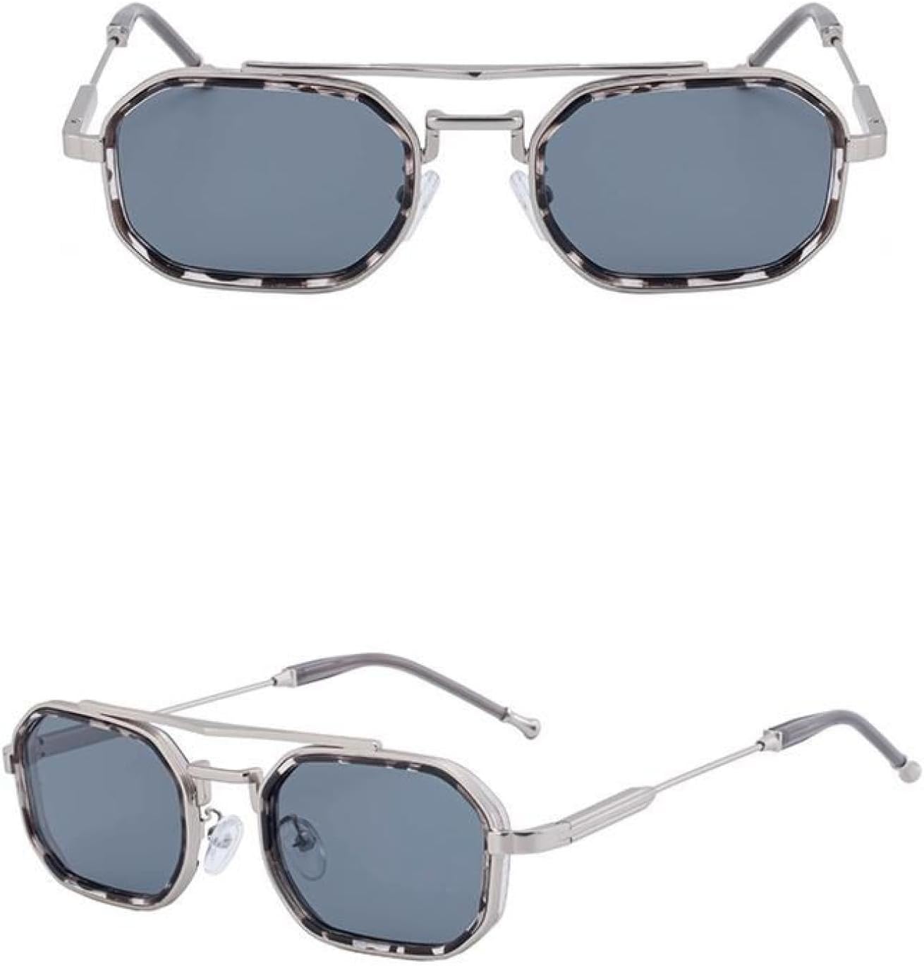 

Мужские прямоугольные солнцезащитные очки в стиле панк с тонкой оправой, роскошные, в стиле стимпанк, с защитой от УФ-излучения UV400, винтажные, с двойным лучом TVTBBVV, C5demigray