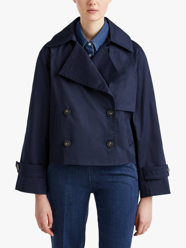 

Двубортный укороченный пиджак- тренч Benetton, цвет Night Blue