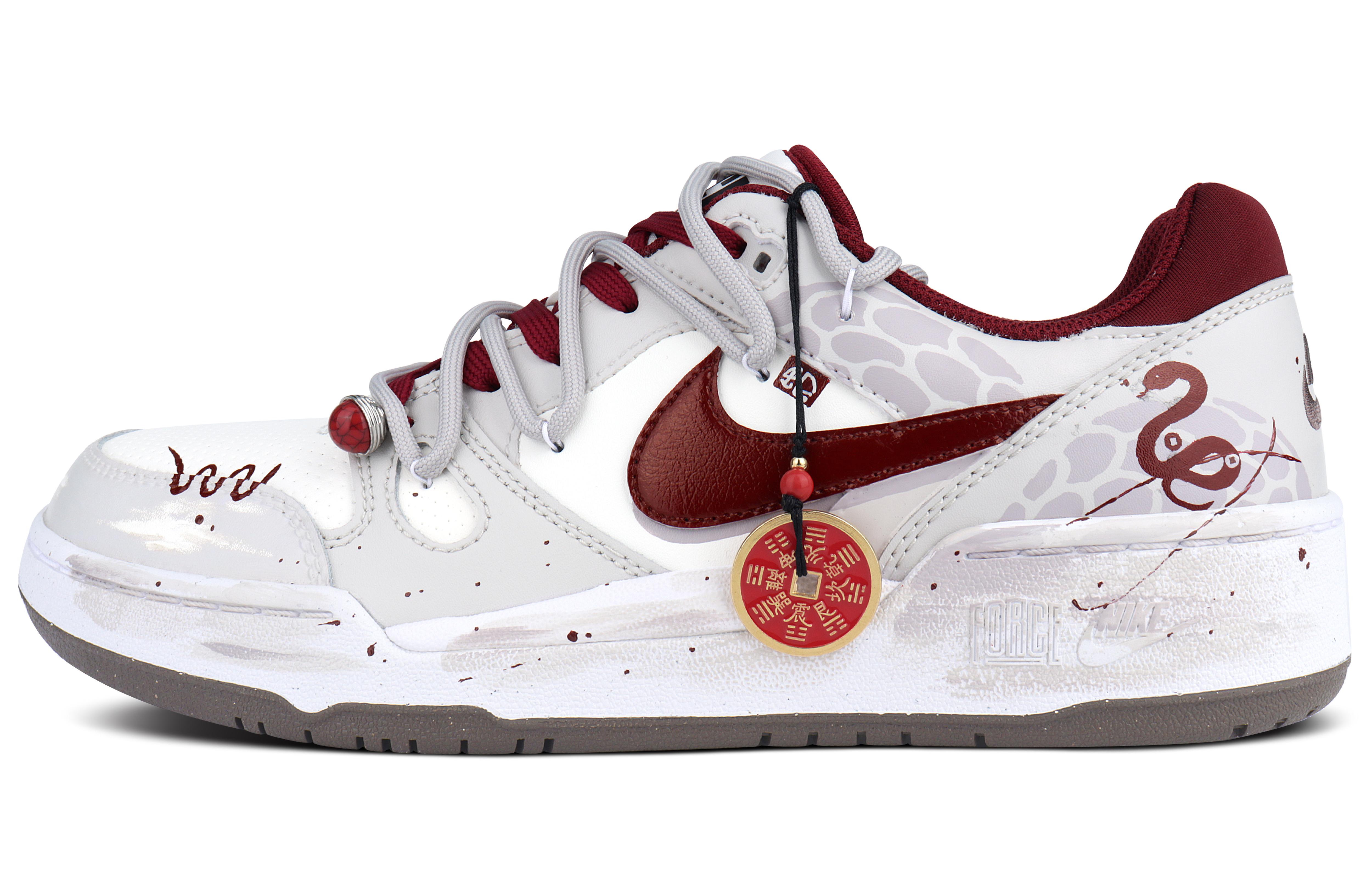 

Nike Кроссовки для скейтбординга Full Force с антискользящим покрытием, износостойкие, низкие, мужские, красно-серые