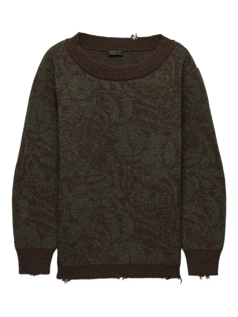 

Шерстяной свитер с широким вырезом Prada, коричневый