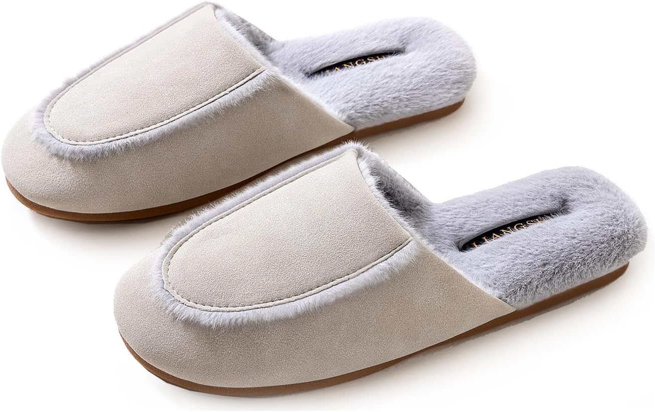 

Замшевые мюли с меховой подкладкой для женщин и мужчин, закрытые тапочки, элегантная домашняя обувь, сандалии Yafirgeer, светло-серый